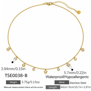 penzolante acciaio inox placcato oro Multi Mini <span class=keywords><strong>stella</strong></span> rotonda zircone girocollo regolabile Lariat <span class=keywords><strong>stella</strong></span> <span class=keywords><strong>nord</strong></span> ciondolo collana - Product Image 6