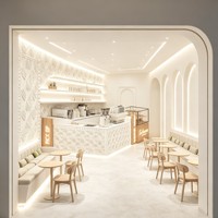Comptoir de bar à café multi-matériaux CIRI, mobilier de magasin personnalisé, éco-responsable, éclairé par LED, pour restaurant, hôtel, hall d'entrée, café