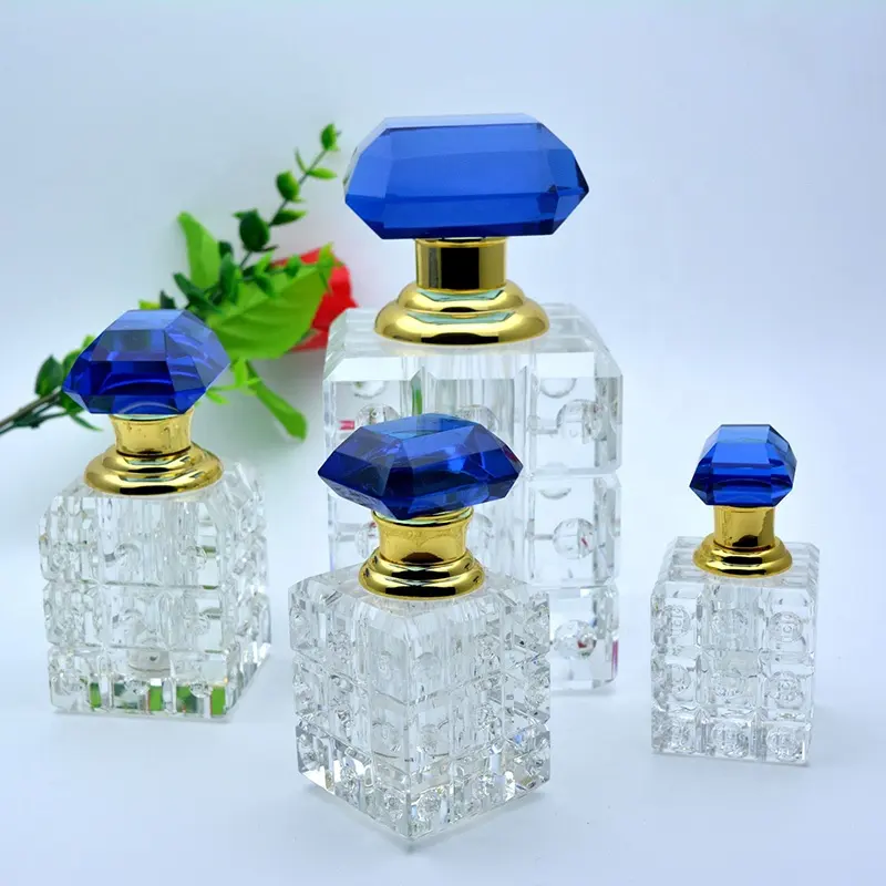 Botella de aceite de esencia de madera de agar de cristal al por mayor creativa con tapa botella dispensada botellas de perfume de cristal 3ml