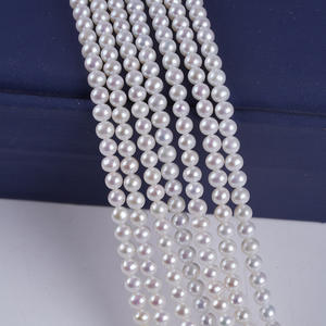 Vente directe d'usine, perles rondes blanches d'eau douce naturelles de 4 à 4,5 mm, forme de pomme de terre, perles en vrac pour collier de bricolage, bijoux en gros - Product Image 2