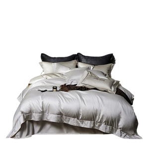 Ensemble de literie en coton et soie, 4 pièces, couleur unie, hypoallergénique, lavable en machine, pour usage domestique - Product Image 5