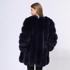 プラスサイズふわふわロングクラシック冬暖かい安いブルーフォックスファーコート女性 - Product Image 3