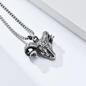 Collar de Acero de Titanio con Pentagrama y Cabra del Diablo, Colgante Retro con Cabeza de Cabra Satánica, Joyería de Moda Unisex - Product Image 2