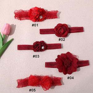 <span class=keywords><strong>Fascia</strong></span> <span class=keywords><strong>rossa</strong></span> per capelli per bambina <span class=keywords><strong>fascia</strong></span> per capelli con fiori per bambini accessori per <span class=keywords><strong>fascia</strong></span> per capelli in Nylon - Product Image 4