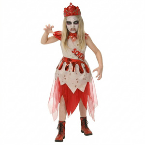 Blood Queen Halloween Costume for Children 8-13 Years Cosplay Performance Dress with Crown and Makeup Polyester <b>Spring</b> 2026 - Product Image 1