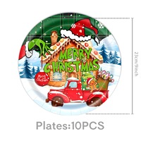Nouvel ensemble de vaisselle jetable sur le thème de Noël, écologique, assiettes, gobelets, serviettes et nappes en papier modernes pour fête de Noël