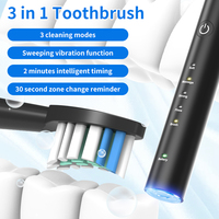 Brosse à dents électrique sonique intelligente automatique 360° CE FCC Rohs, étanche, 3 modes, portable, sans fil, nettoyeur de dents, Jet Floss