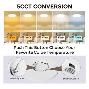 ETL CETL โคมไฟติดเพดานแบบฟลัช5CCT 16in 12in ใน9in ได้โคมไฟเพดาน LED ป้องกันแสงสะท้อนสำหรับทางเดินในห้องนอน - Product Image 3