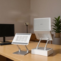 Soporte Ergonómico Plegable de Metal para Laptop, Base Ajustable en Altura para Escritorio, Elevador para Notebook con Silicona Antideslizante