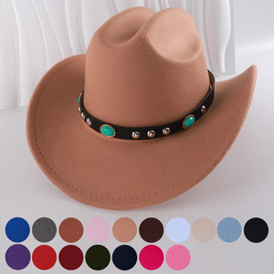 Sombrero Vaquero de Moda para Mujer, Estilo Fedora con Cinturón Turquesa, Protección Solar y Contra el Viento, M56-58cm, Poliéster, Primavera 2025 - Product Image 1