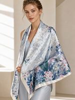 Écharpe carrée en soie de mûrier 100% de haute qualité, motif floral personnalisé, 16 mommes, 90*90 |   Châle décontracté de luxe en jacquard OEM ODM en gros