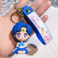 Llavero de gel de silicona 3D de anime, diseño de Sailor Moon, lindo y no tóxico, con muñeco de lobo lunar, para colgante de bolso o llavero de coche