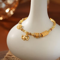 Bracelet perlé TANGPEI pour femme avec pendentif éléphant doré, en alliage et pierres, bijoux de mode