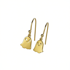 Pendientes colgantes chapados en oro con diseño de fantasma, bonitos pendientes de metal de aleación con diseño de dibujos animados, unisex, para fiesta de Halloween - Product Image 1