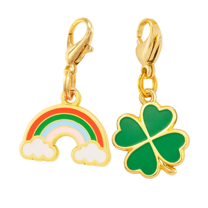 Collar de Acero Inoxidable con Baño de Oro PVD de 18K y Esmalte Colorido con Diseño de Arcoíris de la Suerte para Perros y Gatos, Venta al por Mayor, Joyería Personalizada para Mascotas - Product Image 1