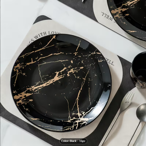 Fabricant Bluk, vente en gros personnalisée de services de vaisselle noirs pour 4 personnes, ensembles de vaisselle en porcelaine 16 pièces (assiettes, bols, tasses) - Product Image 6