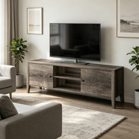Meuble TV moderne avec table basse : Console multimédia élégante en bois pour salon