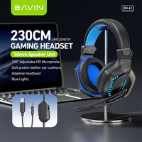 BAVIN 2025 baru Pc Gamer Gaming BH61 adaptif Headband kawat cahaya biru Headset dengan mikrofon HD