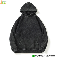 Sudadera con Capucha de Alta Calidad, Estilo Pullover, con Logotipo Personalizado, Corte Regular, Lavado Ácido, Tejido Grueso para Bordado