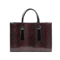 Ensemble de sacs fourre-tout 3 pièces personnalisés pour femmes, imprimé serpent, en cuir PU brillant, sac à main de travail