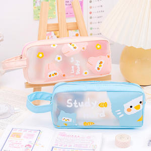 <b>Custom</b> Printed Cute School Student <b>Pencil</b> Bag Transparent PVC Plastic Waterproof Stationery <b>Pencil</b> Case for Kids - Product Image 1