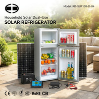 Réfrigérateur solaire 138L à congélateur supérieur DC 12V/24V, double usage AC/DC, écoénergétique, en acier inoxydable pour hôtels et foyers