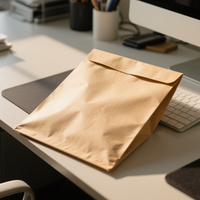 Sac en papier kraft personnalisable à fond carré, support de logo dégradable écologique pour emballage à emporter, salade de sushi épaissie