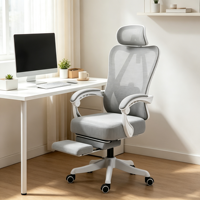 Chaise de bureau ergonomique avec dossier en maille en PP, pivotante, réglable en hauteur, idéale pour les longues heures de travail, la maison, les études et les dortoirs