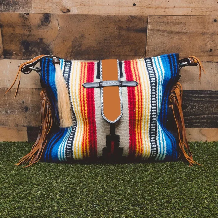 Vente en gros de sacs en laine western aztèque personnalisés avec pompon pour femmes