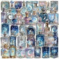 50 Pegatinas Transparentes de Fases Lunares de Dibujos Animados, Impermeables, de PET Transparente, para Decoración de Agendas, Guitarras y Cuadernos, Venta al por Mayor