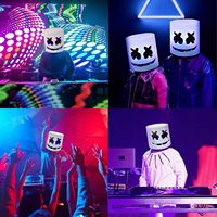 Masque DJ blanc en forme de casque, idéal pour festival de musique EDM, cosplay, déguisement, masque intégral pour Halloween, accessoire de fête rave