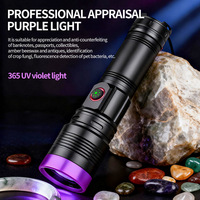 Potente Linterna UV 365 Multifuncional con Zoom Telescópico, Impermeable, Recargable Tipo-C, Luz Púrpura