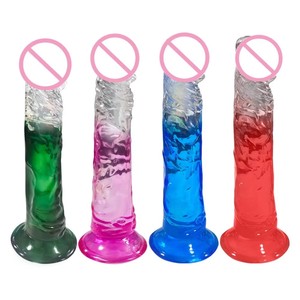 Großhandel 7/8 Zoll Ombre Farbverlauf Kristall TPE Realistischer Dildo mit Saug basis für Frauen Solo Play oder Paare Sexspielzeug - Product Image 1