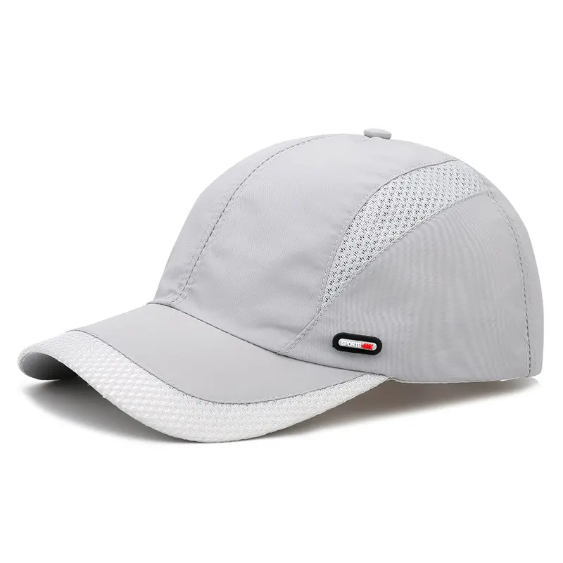Custom 6-panel outdoor Men's grey quick-drying Polyester sports cap Summer running baseball cap