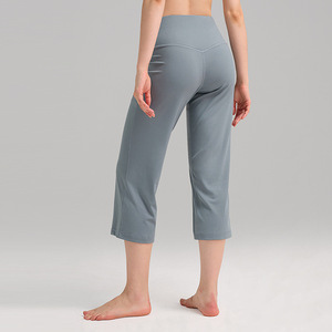 Pantalon large femme taille haute à séchage rapide confortable et décontracté avec poches et pantalon court à cordon de serrage - Product Image 2