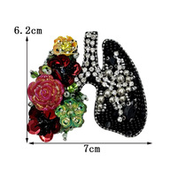 Patch en tissu en forme de cœur, fait main, perlé et orné de strass, tendance et unique ; Patchs en forme de cœur à fleurs et sequins pour vêtements, sacs, chapeaux