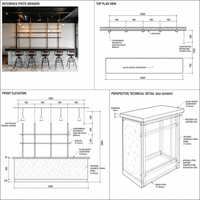 Comptoir de bar intégré en micro-ciment pour usine, îlot de bar en béton, vitrine de présentation, personnalisé pour café
