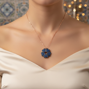Colgante de piedra de circón de zafiro con diseño de cinco corazones, venta al por mayor turca, joyería de plata de ley 925 hecha a mano - Product Image 3