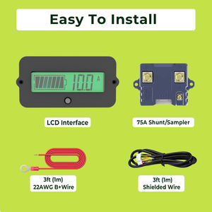 Monitor de Batería EJ con Shunt de 75A, Medidor de SOC con Pantalla LCD, Precisión del 1%, 8V-80V para Baterías de Litio, AGM, Plomo-ácido, E-scooter, E-bike, Motocicleta - Product Image 6