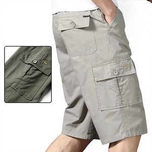 Shorts cargo en coton noir pour homme, taille mi-haute, avec cordon de serrage, poches, décontracté, sport, respirant - Product Image 3