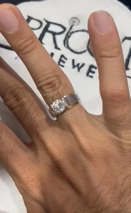 Anillo de Diamante Cultivado en Laboratorio Certificado de 2 Quilates para Hombre, Oro de 14K de Dos Tonos, Banda Solitaria, Joyería Fina - Product Image 6