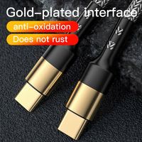 Cable de Carga Rápida PD de 60W Tipo-C a Tipo-C, 1.2M, Cobre Puro, Nylon, Chapado en Oro, USB para iPhone 15 y Computadora