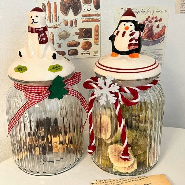Kitchen ins glass sealed jar large candy storage jar biscuit dried fruit glass storage household decoration