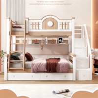 Lit pour enfants en bois massif simple et moderne et lit superposé supérieur avec armoire de rangement en escalier coulissant lit superposé multifonctionnel