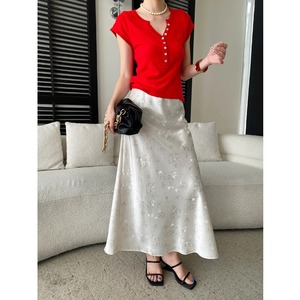 New Chinese Style Design Chinese Style Jacquard Elastic <strong>Cord</strong> High Waist Drooping Satin <strong>Skirt</strong> Sn8868 - Product Image 6