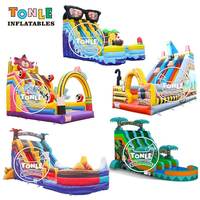 Glissade aquatique gonflable commerciale double piste Tonle Inflatables, nouveau design, personnalisable, avec piscine, pour usage humide et sec, à vendre