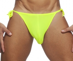 Maillots de bain pour hommes couleur unie, sous-vêtements de plage sexy pour adultes avec cordon de serrage, slip de bain taille basse pour hommes, en stock - Product Image 2