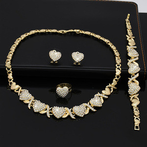 Nouveaux produits, bijoux en zircon plaqué or, ensembles de bracelets et de bagues pour femmes, ensembles de bijoux collier et boucles d'oreilles, ensembles cadeaux - Product Image 2