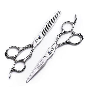 Tijeras de peluquería Dragon Handle de acero inoxidable 440C, tijeras de entresacar, tijeras planas, tijeras de mango largo, herramientas profesionales de barbería - Product Image 5