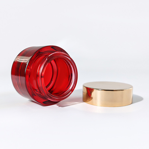 Envase cosmético personalizado 15g 30g 50g tapa de oro de cristal rojo cuidado de la piel tarro de crema facial con tapas - Product Image 3